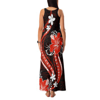 Red Polynesian Pattern With Tropical Flowers Family Matching Tank Maxi Dress and Hawaiian Shirt LT05 - Polynesian Pride