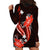 Red Polynesian Pattern With Tropical Flowers Hoodie Dress LT05 - Polynesian Pride