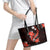 Red Polynesian Pattern With Tropical Flowers Leather Tote Bag LT05 - Polynesian Pride