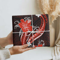Red Polynesian Pattern With Tropical Flowers Wrapping Paper - Polynesian Pride