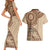 Samoa Siapo Pattern Simple Style Couples Matching Short Sleeve Bodycon Dress and Hawaiian Shirt LT05 - Polynesian Pride