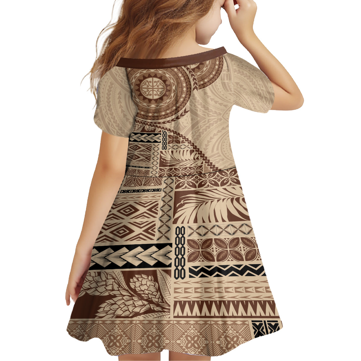 Samoa Siapo Pattern Simple Style Family Matching Long Sleeve Bodycon Dress and Hawaiian Shirt LT05 - Polynesian Pride