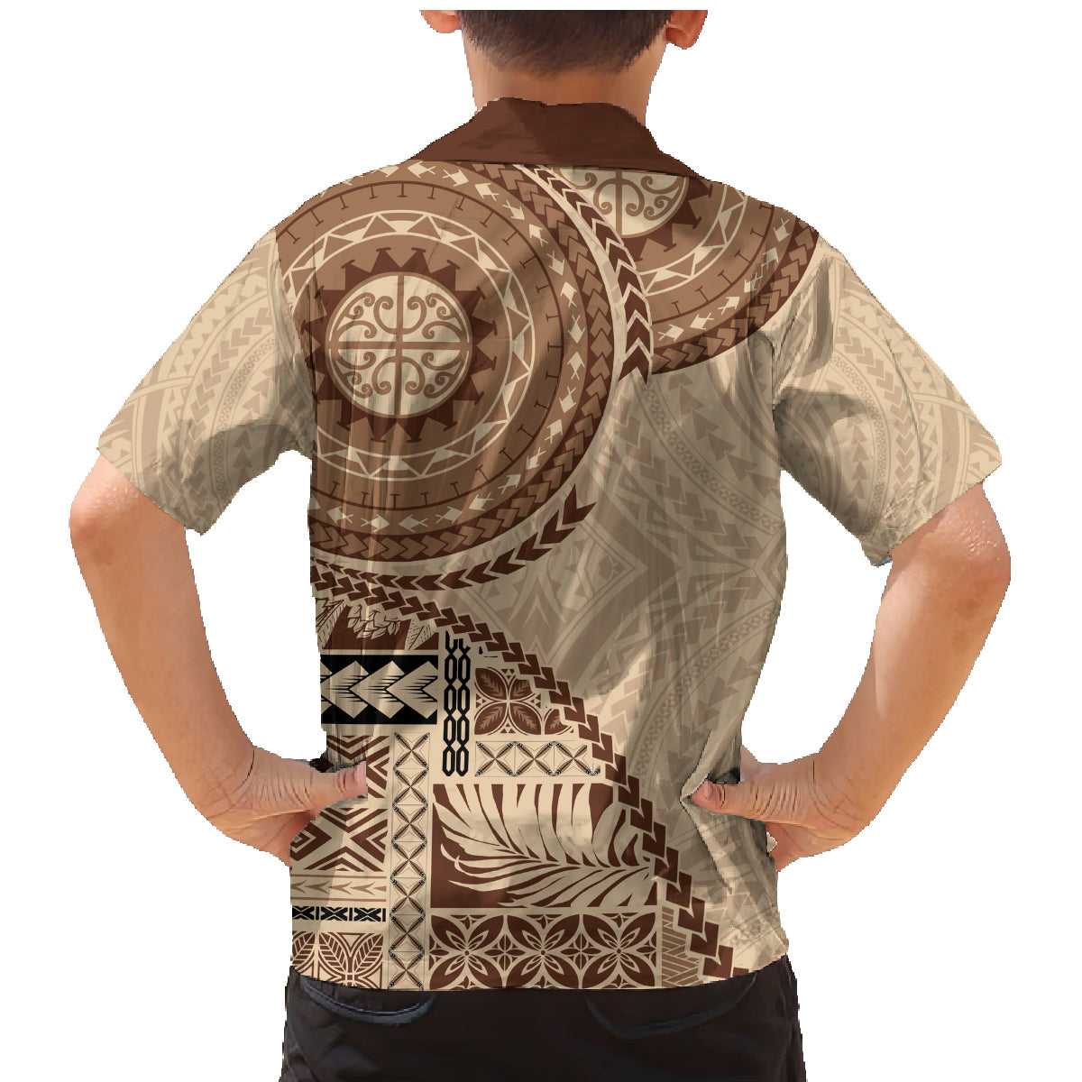 Samoa Siapo Pattern Simple Style Family Matching Mermaid Dress and Hawaiian Shirt LT05 - Polynesian Pride