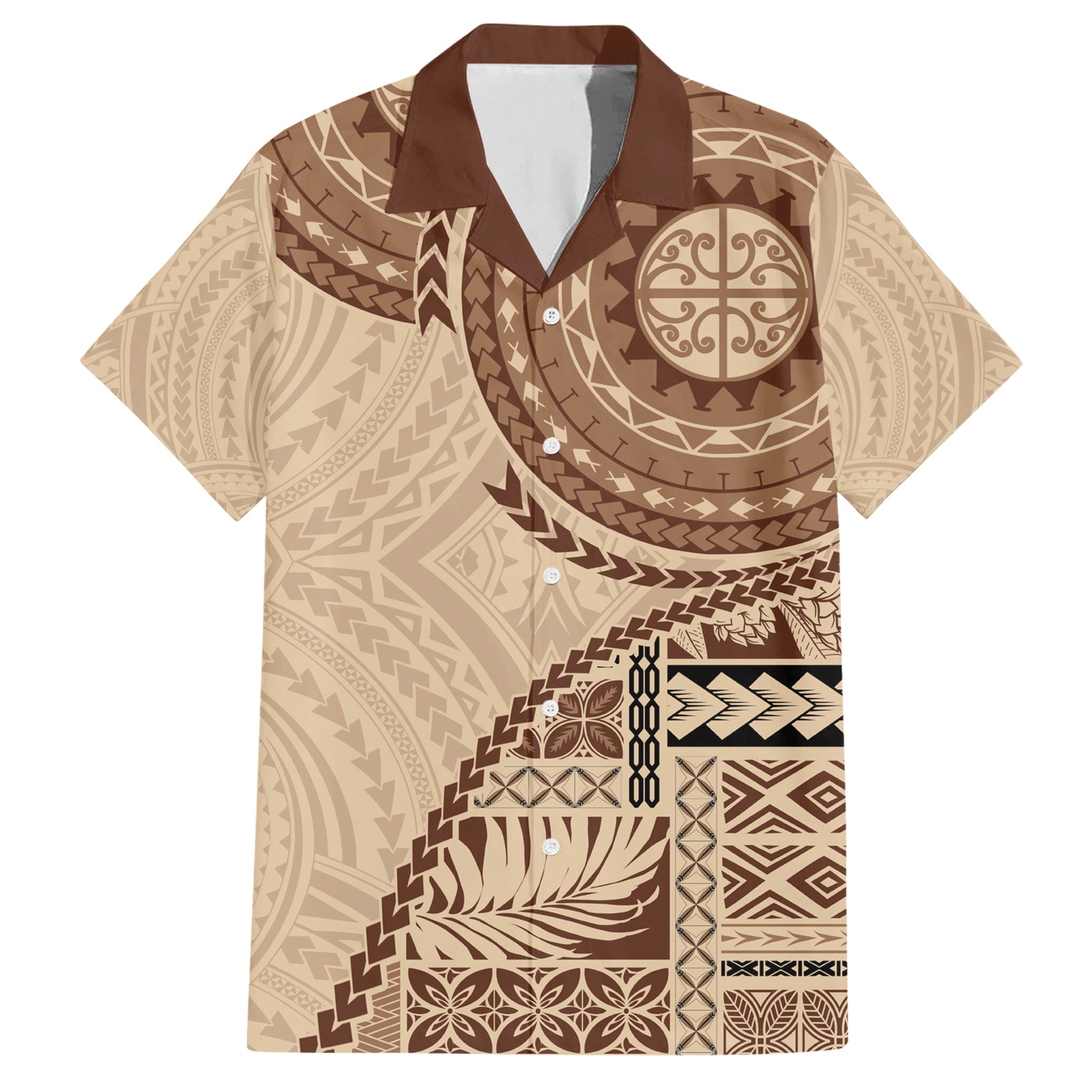 Samoa Siapo Pattern Simple Style Hawaiian Shirt LT05 Brown - Polynesian Pride