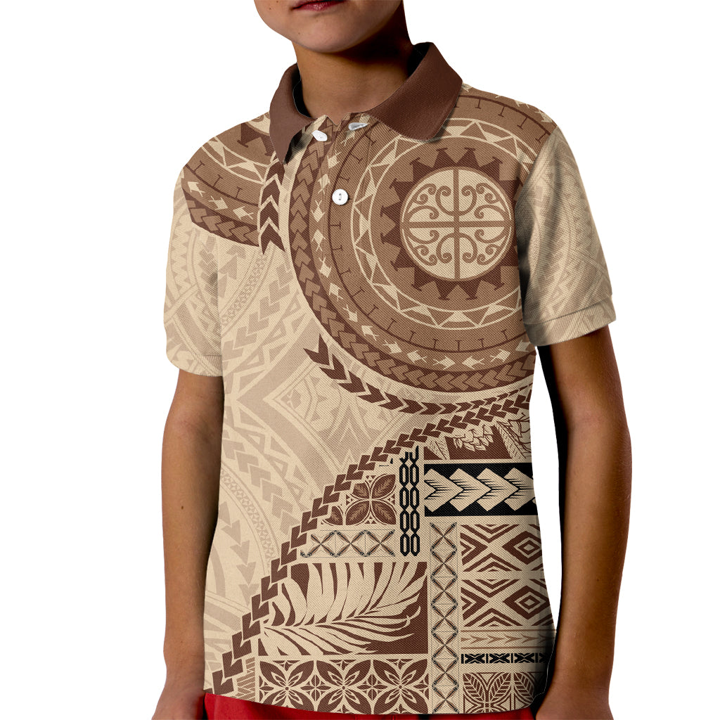 Samoa Siapo Pattern Simple Style Kid Polo Shirt LT05 Kid Brown - Polynesian Pride