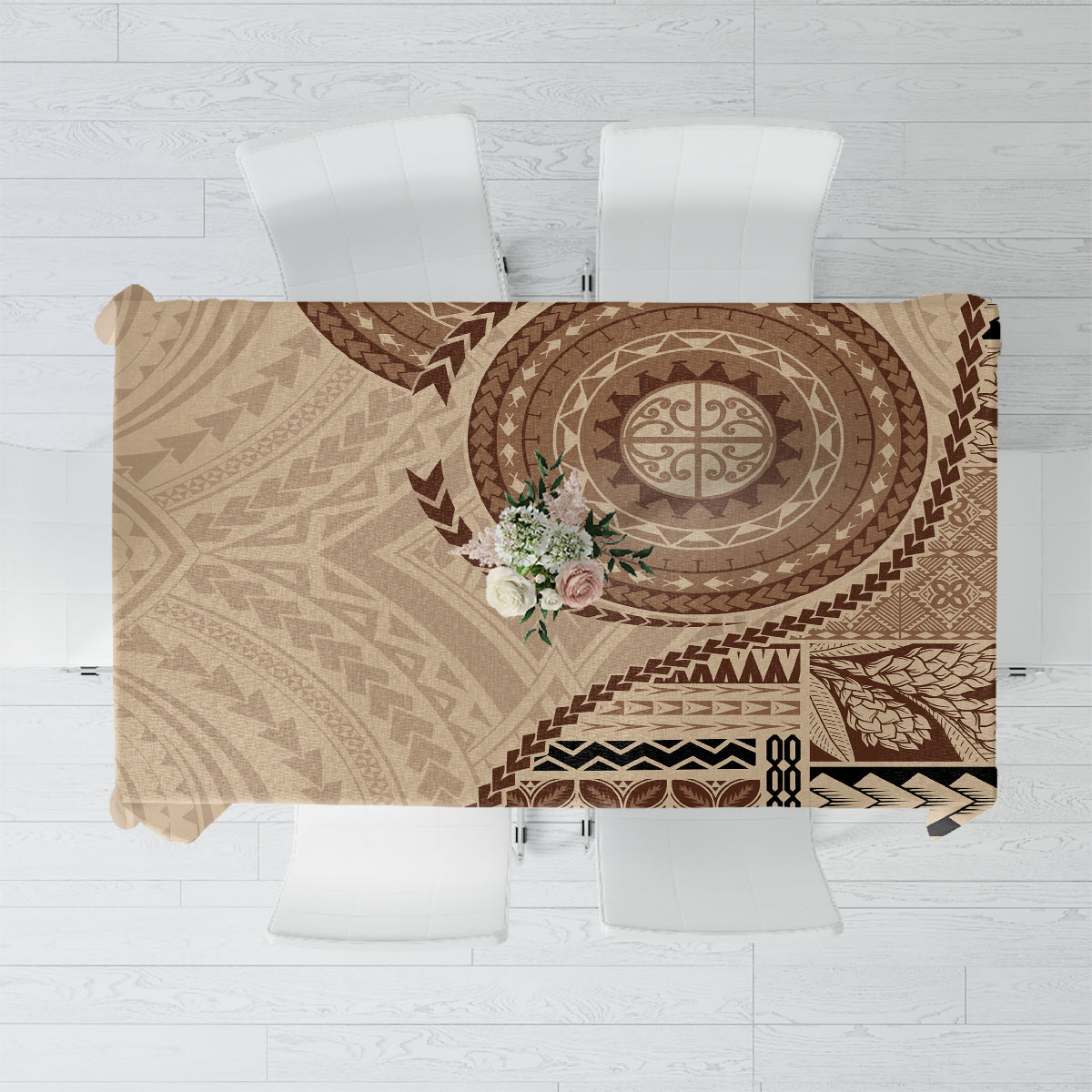 Samoa Siapo Pattern Simple Style Tablecloth LT05 Brown - Polynesian Pride