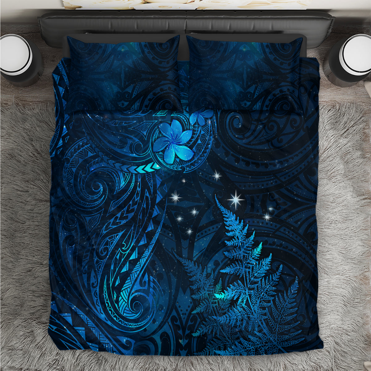 New Zealand Matariki Bedding Set Maori New Year LT05 Blue - Polynesian Pride