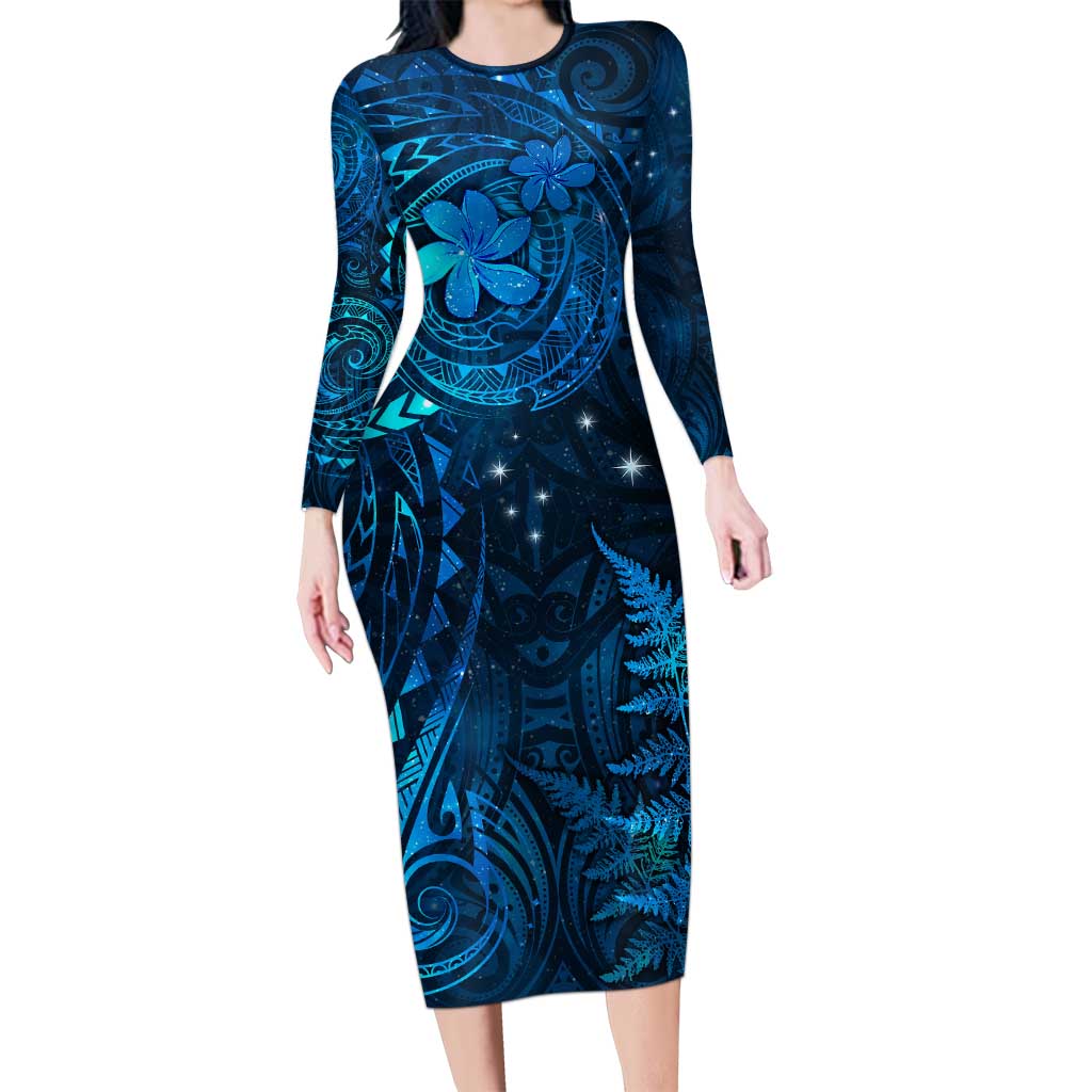 New Zealand Matariki Family Matching Long Sleeve Bodycon Dress and Hawaiian Shirt Maori New Year LT05