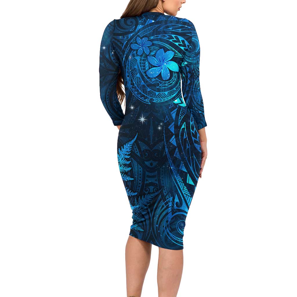 New Zealand Matariki Family Matching Long Sleeve Bodycon Dress and Hawaiian Shirt Maori New Year LT05