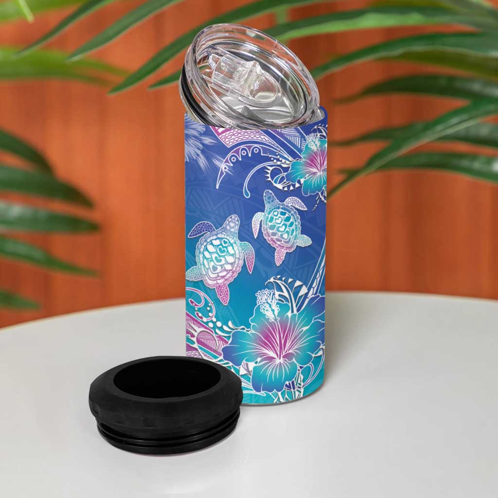 Polynesia Sea Turtle Couple 4 in 1 Can Cooler Tumbler Love Is Life