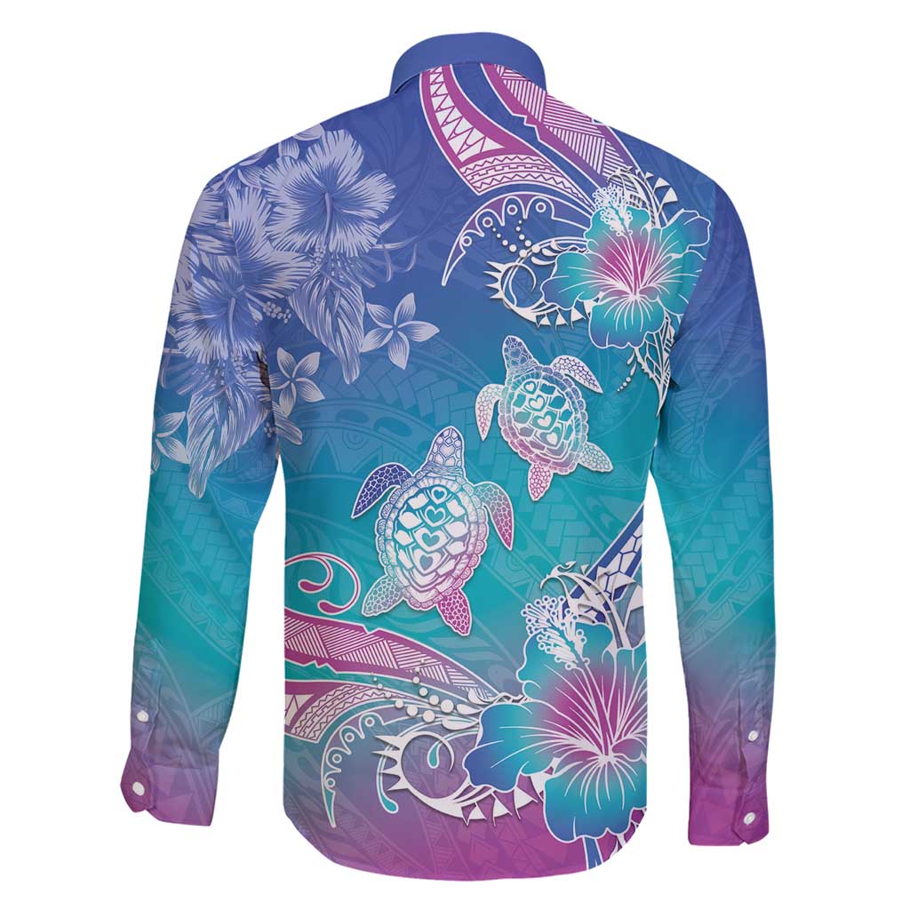 Polynesia Sea Turtle Couple Family Matching Short Sleeve Bodycon Dress and Hawaiian Shirt Love Is Life