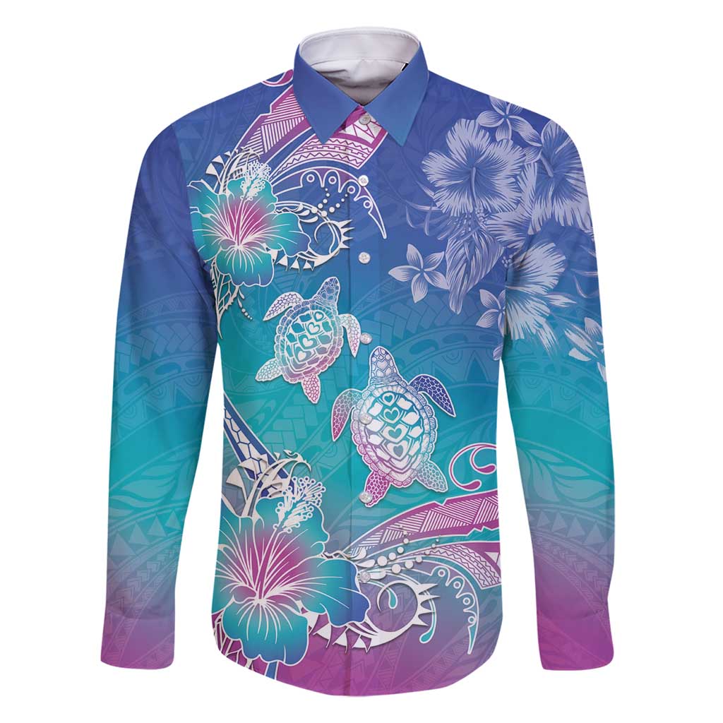 Polynesia Sea Turtle Couple Family Matching Tank Maxi Dress and Hawaiian Shirt Love Is Life