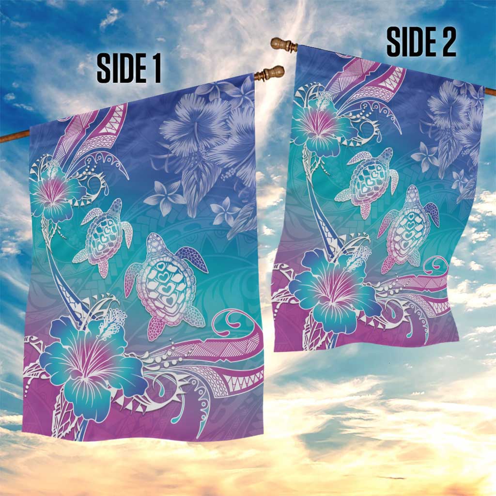 Polynesia Sea Turtle Couple Garden Flag Love Is Life