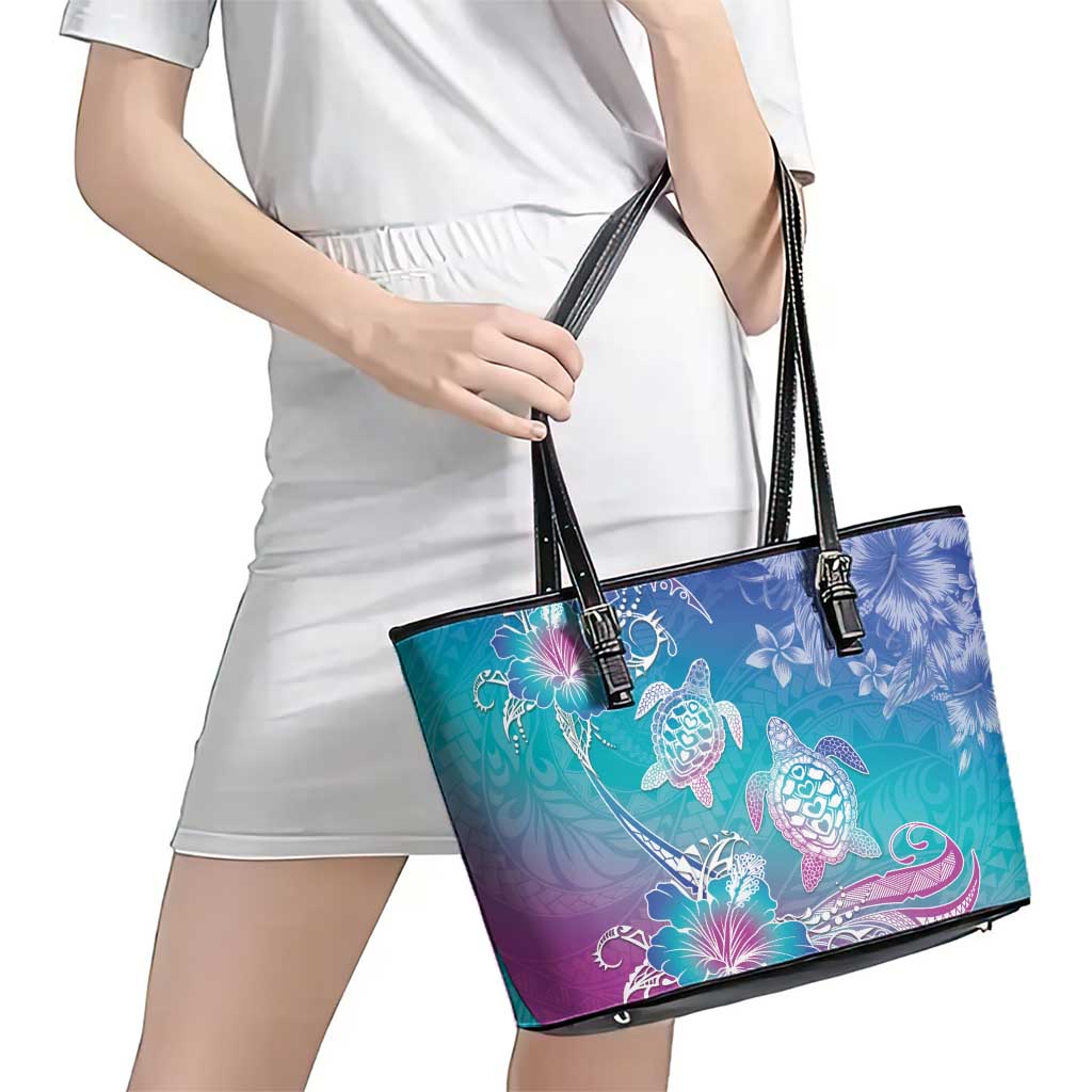Polynesia Sea Turtle Couple Leather Tote Bag Love Is Life