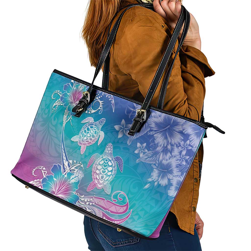 Polynesia Sea Turtle Couple Leather Tote Bag Love Is Life