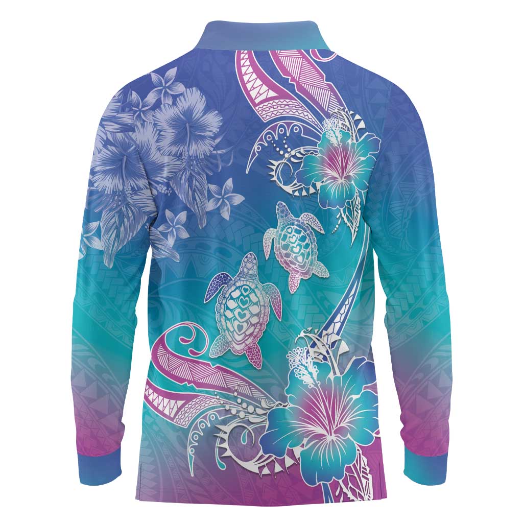 Polynesia Sea Turtle Couple Long Sleeve Polo Shirt Love Is Life