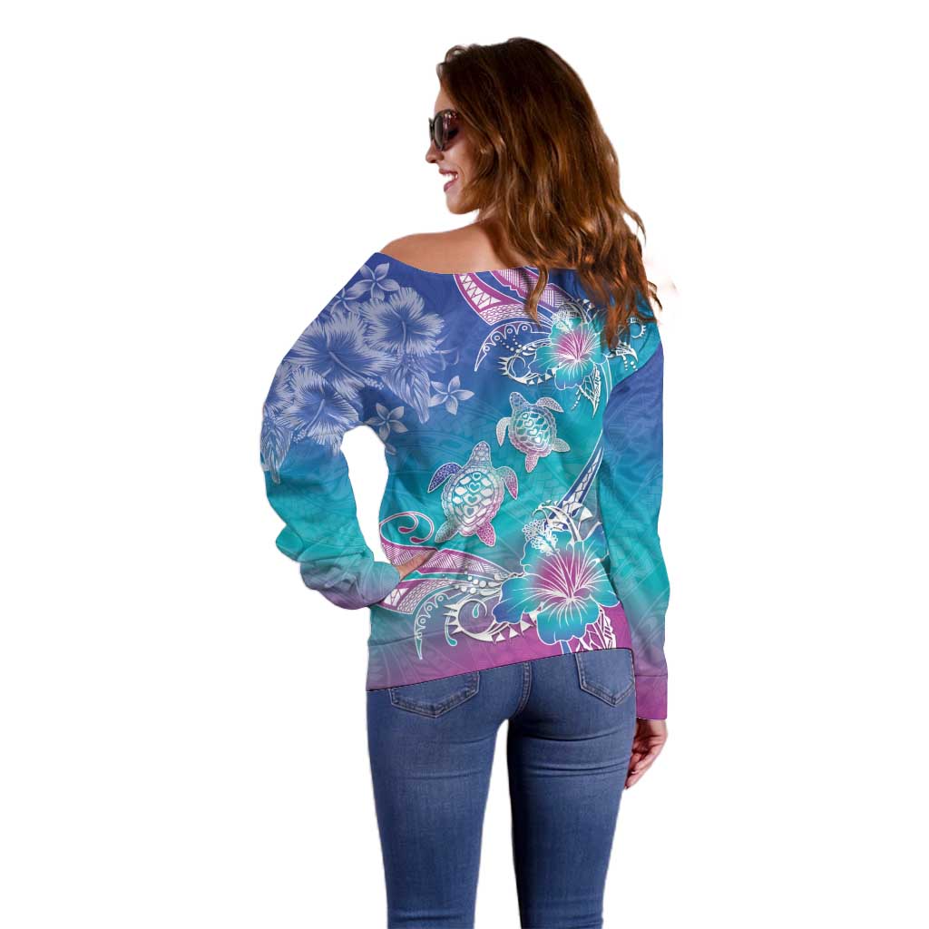 Polynesia Sea Turtle Couple Off Shoulder Sweater Love Is Life