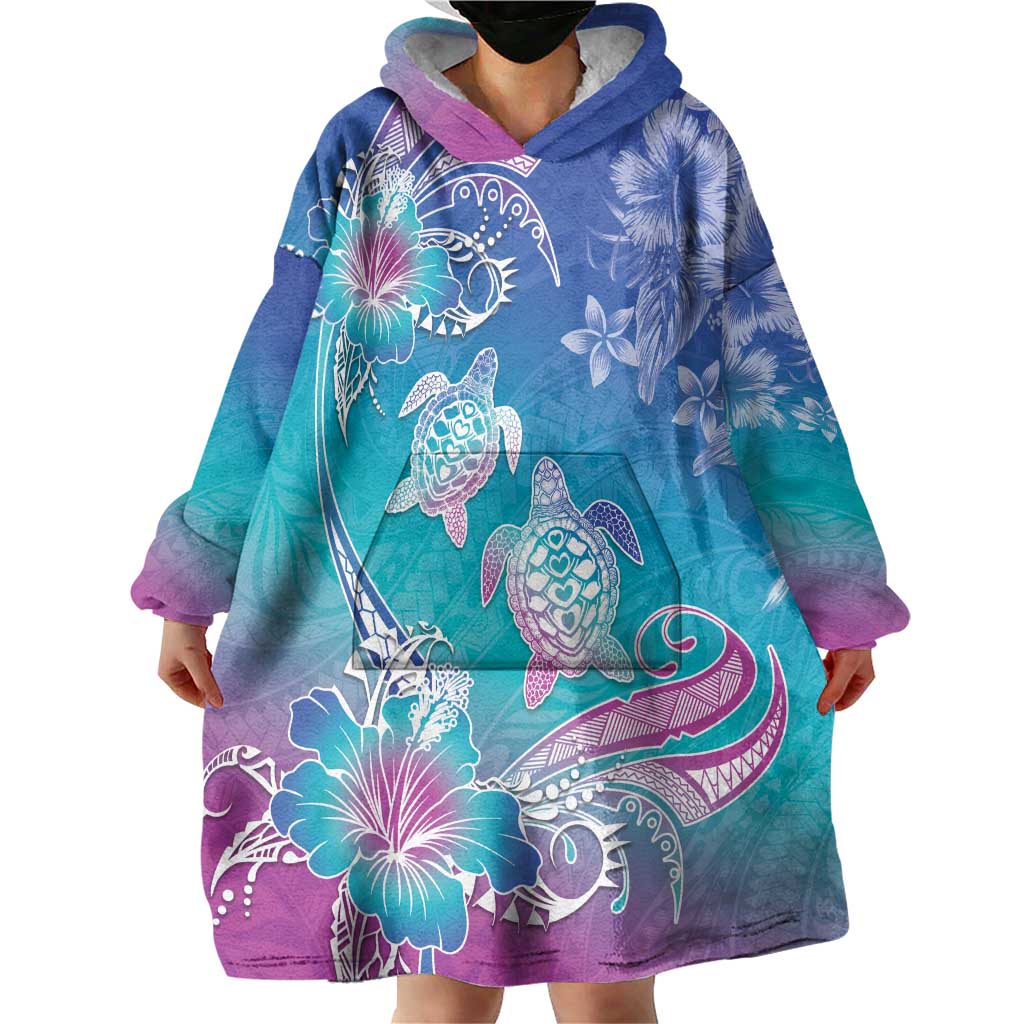 Polynesia Sea Turtle Couple Wearable Blanket Hoodie Love Is Life