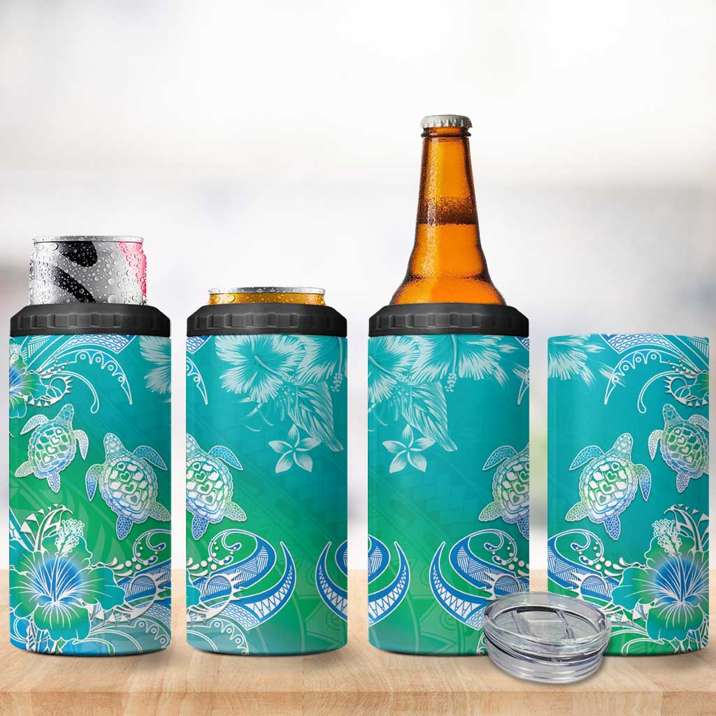 Polynesia Sea Turtle Couple 4 in 1 Can Cooler Tumbler I Am Turtley In Love With You