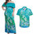 Polynesia Sea Turtle Couple Couples Matching Off Shoulder Maxi Dress and Hawaiian Shirt I Am Turtley In Love With You