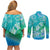 Polynesia Sea Turtle Couple Couples Matching Off Shoulder Short Dress and Long Sleeve Button Shirt I Am Turtley In Love With You
