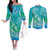 Polynesia Sea Turtle Couple Couples Matching Off The Shoulder Long Sleeve Dress and Long Sleeve Button Shirt I Am Turtley In Love With You