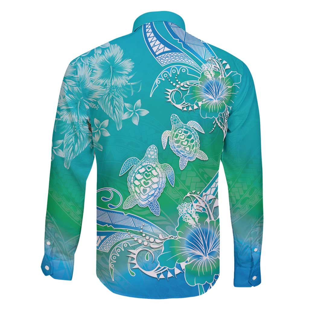 Polynesia Sea Turtle Couple Family Matching Long Sleeve Bodycon Dress and Hawaiian Shirt I Am Turtley In Love With You