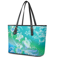 Polynesia Sea Turtle Couple Leather Tote Bag I Am Turtley In Love With You