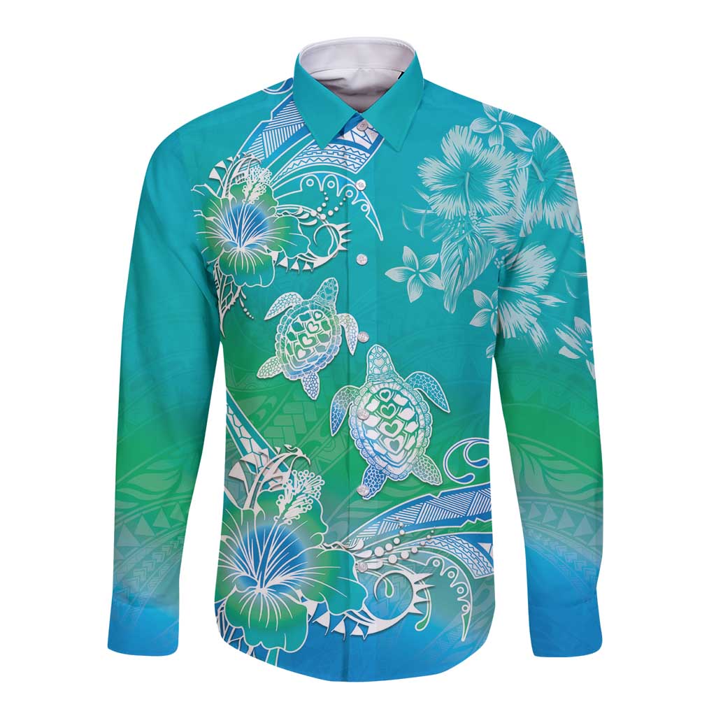 Polynesia Sea Turtle Couple Long Sleeve Button Shirt I Am Turtley In Love With You