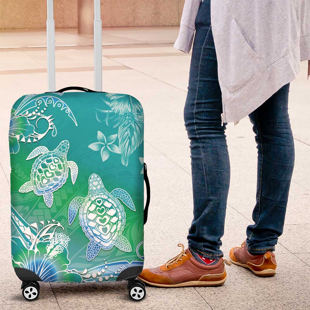 Polynesia Sea Turtle Couple Luggage Cover I Am Turtley In Love With You