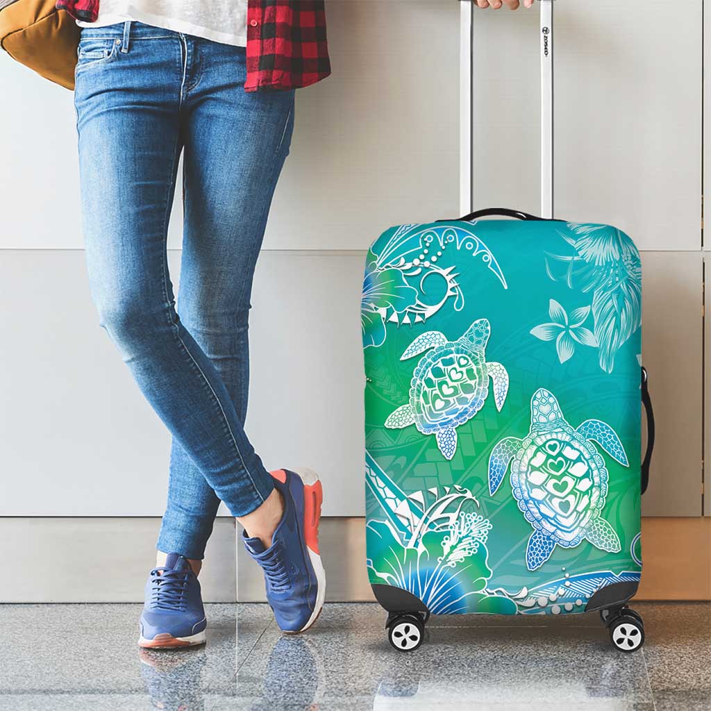 Polynesia Sea Turtle Couple Luggage Cover I Am Turtley In Love With You