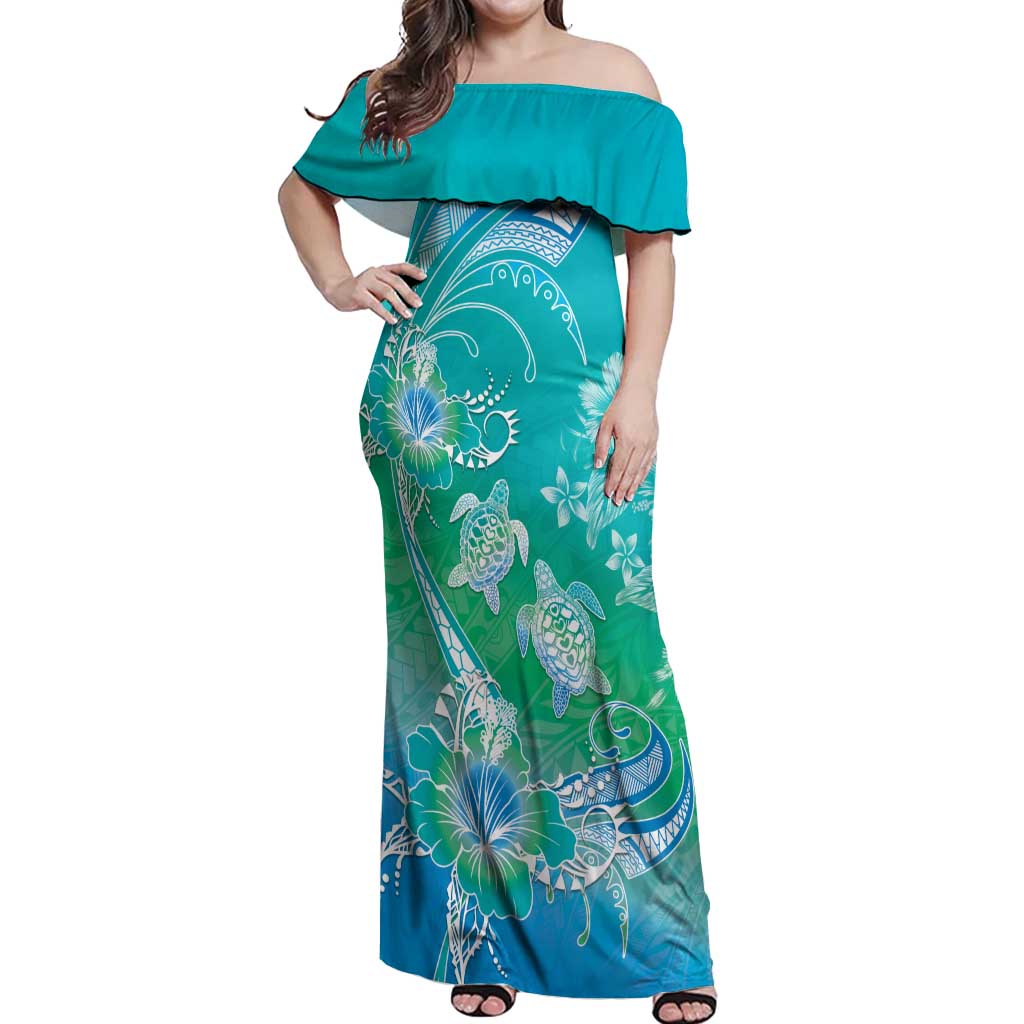 Polynesia Sea Turtle Couple Off Shoulder Maxi Dress I Am Turtley In Love With You