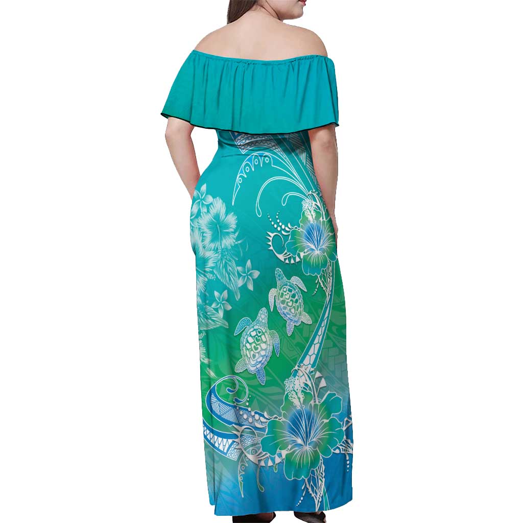 Polynesia Sea Turtle Couple Off Shoulder Maxi Dress I Am Turtley In Love With You
