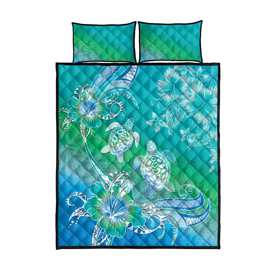 Polynesia Sea Turtle Couple Quilt Bed Set I Am Turtley In Love With You