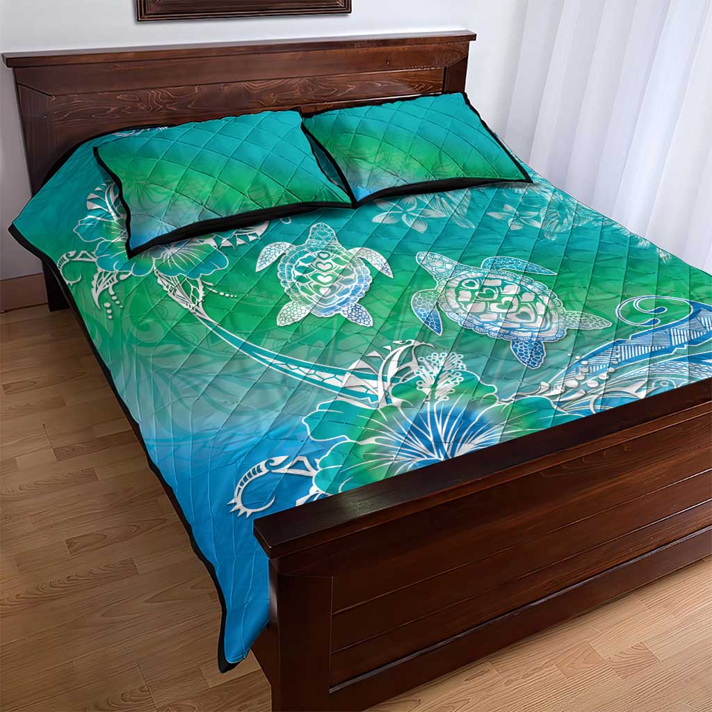 Polynesia Sea Turtle Couple Quilt Bed Set I Am Turtley In Love With You