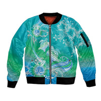 Polynesia Sea Turtle Couple Sleeve Zip Bomber Jacket I Am Turtley In Love With You
