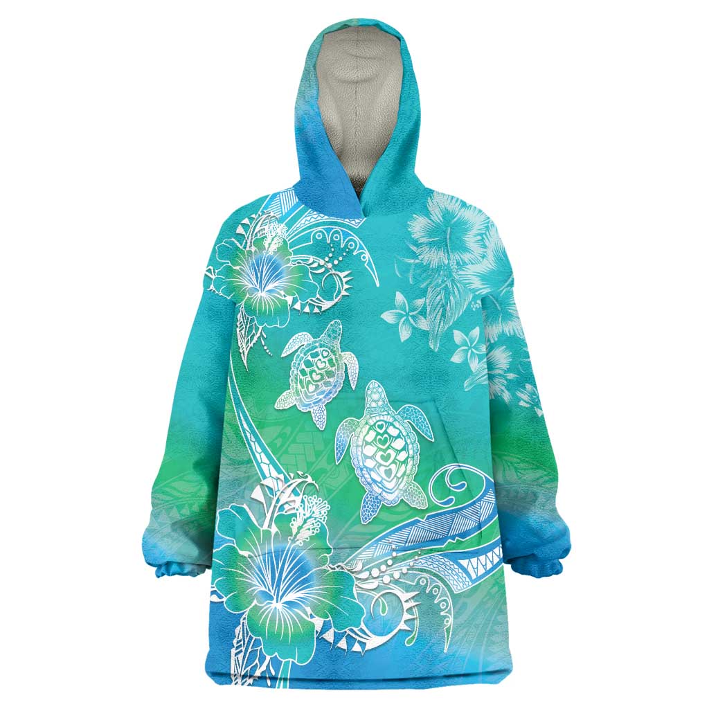 Polynesia Sea Turtle Couple Wearable Blanket Hoodie I Am Turtley In Love With You