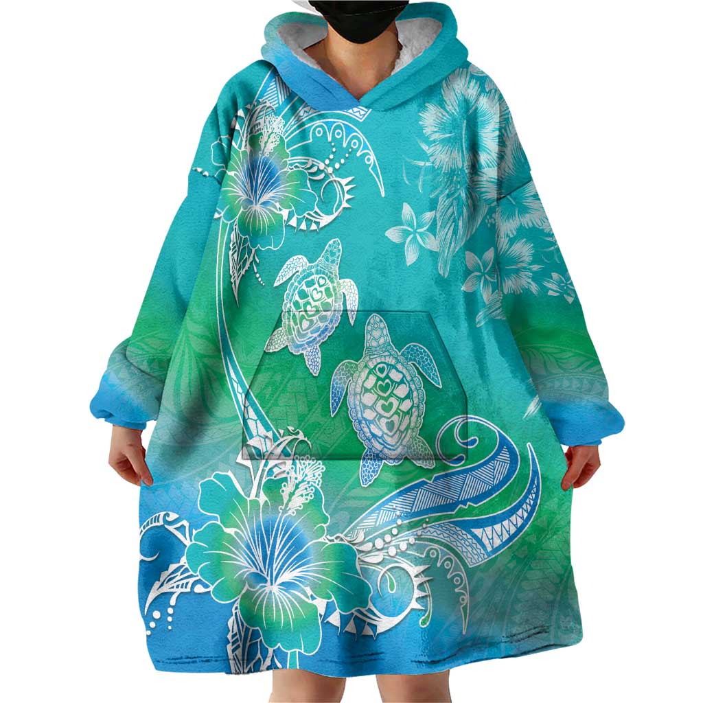 Polynesia Sea Turtle Couple Wearable Blanket Hoodie I Am Turtley In Love With You