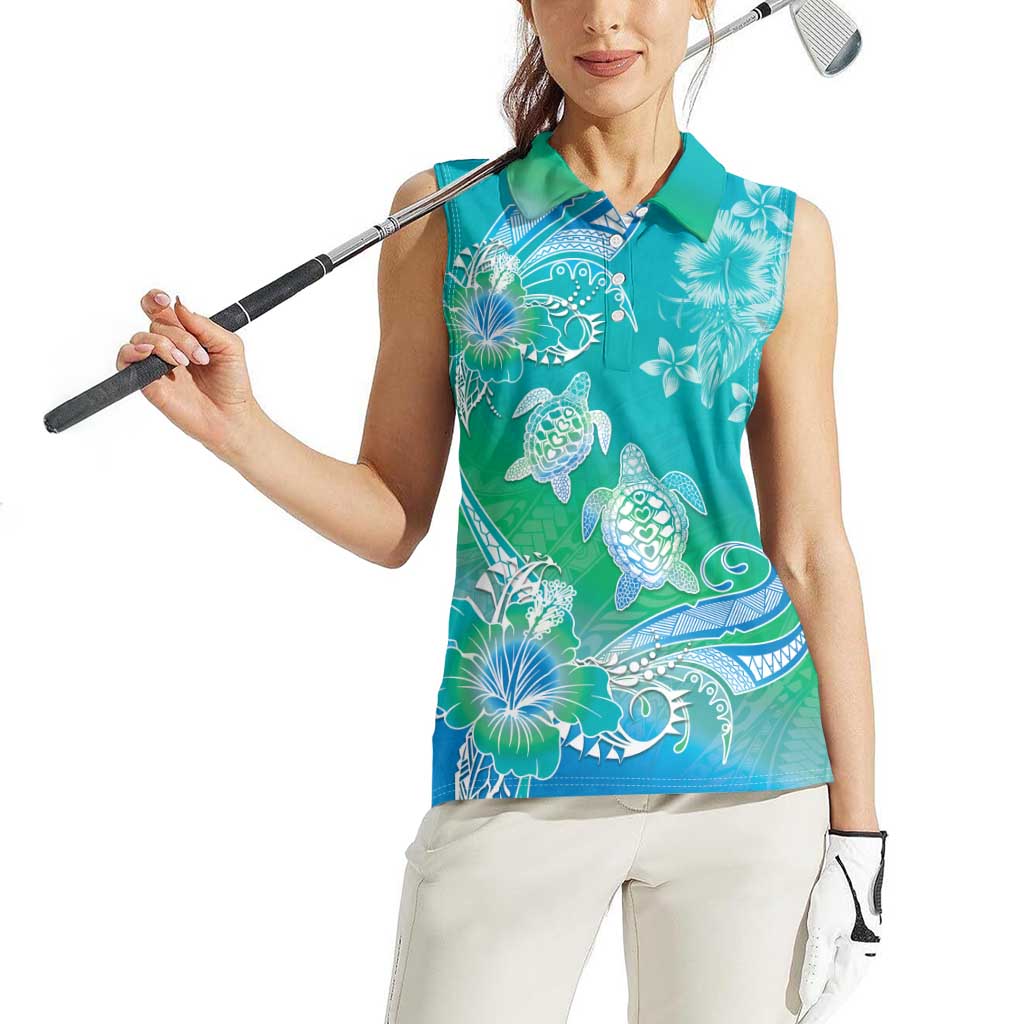 Polynesia Sea Turtle Couple Women Sleeveless Polo Shirt I Am Turtley In Love With You