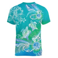 Polynesia Sea Turtle Couple Women V-Neck T-Shirt I Am Turtley In Love With You