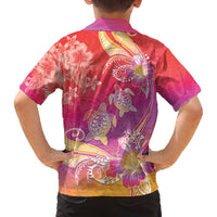 Polynesia Sea Turtle Couple Family Matching Off The Shoulder Long Sleeve Dress and Hawaiian Shirt One Soul One Love