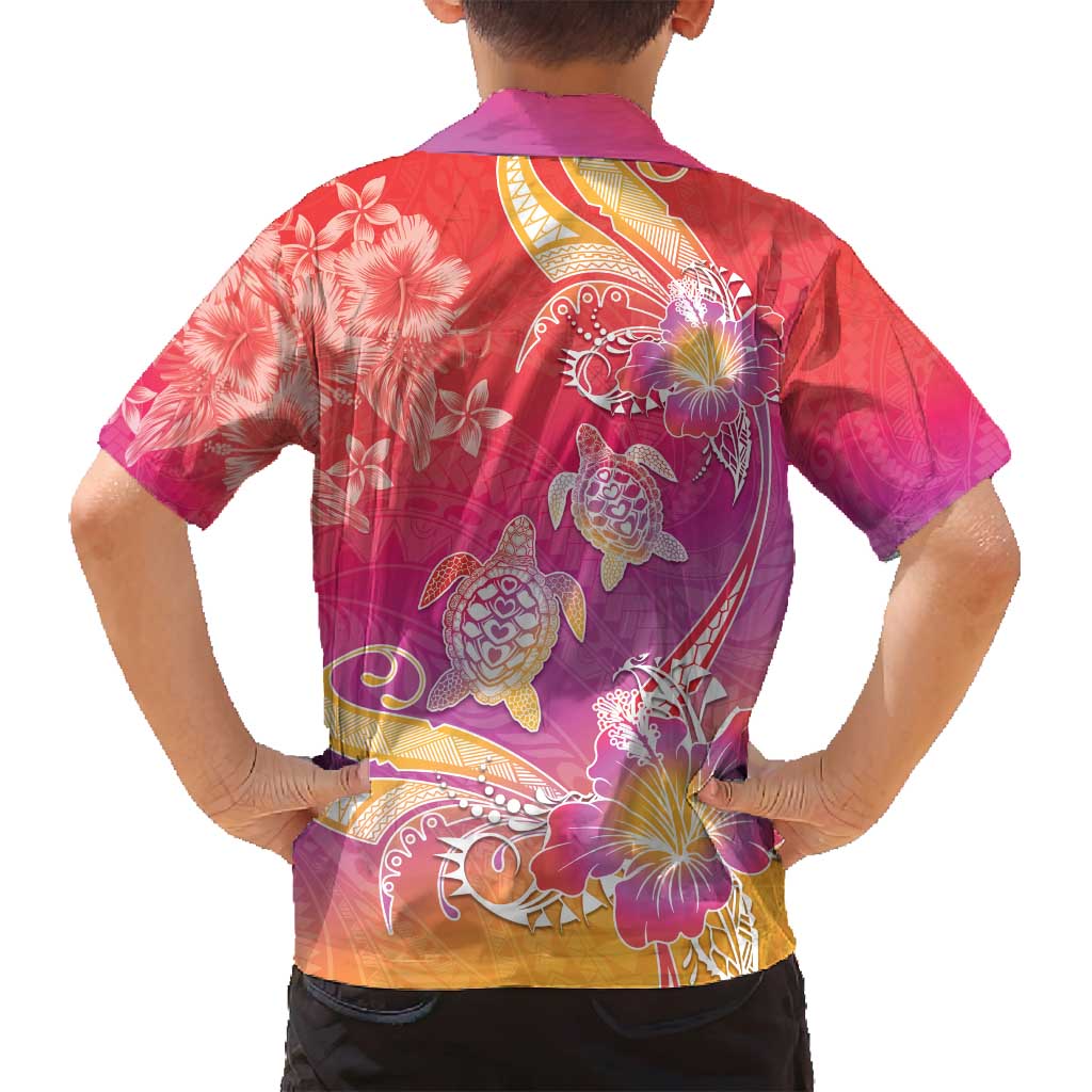 Polynesia Sea Turtle Couple Family Matching Off Shoulder Short Dress and Hawaiian Shirt One Soul One Love