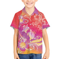 Polynesia Sea Turtle Couple Family Matching Off Shoulder Short Dress and Hawaiian Shirt One Soul One Love