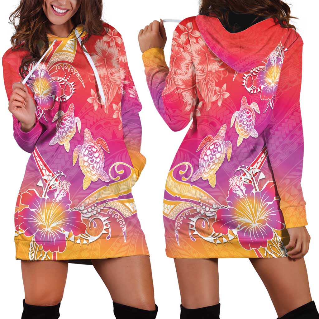 Polynesia Sea Turtle Couple Hoodie Dress One Soul One Love