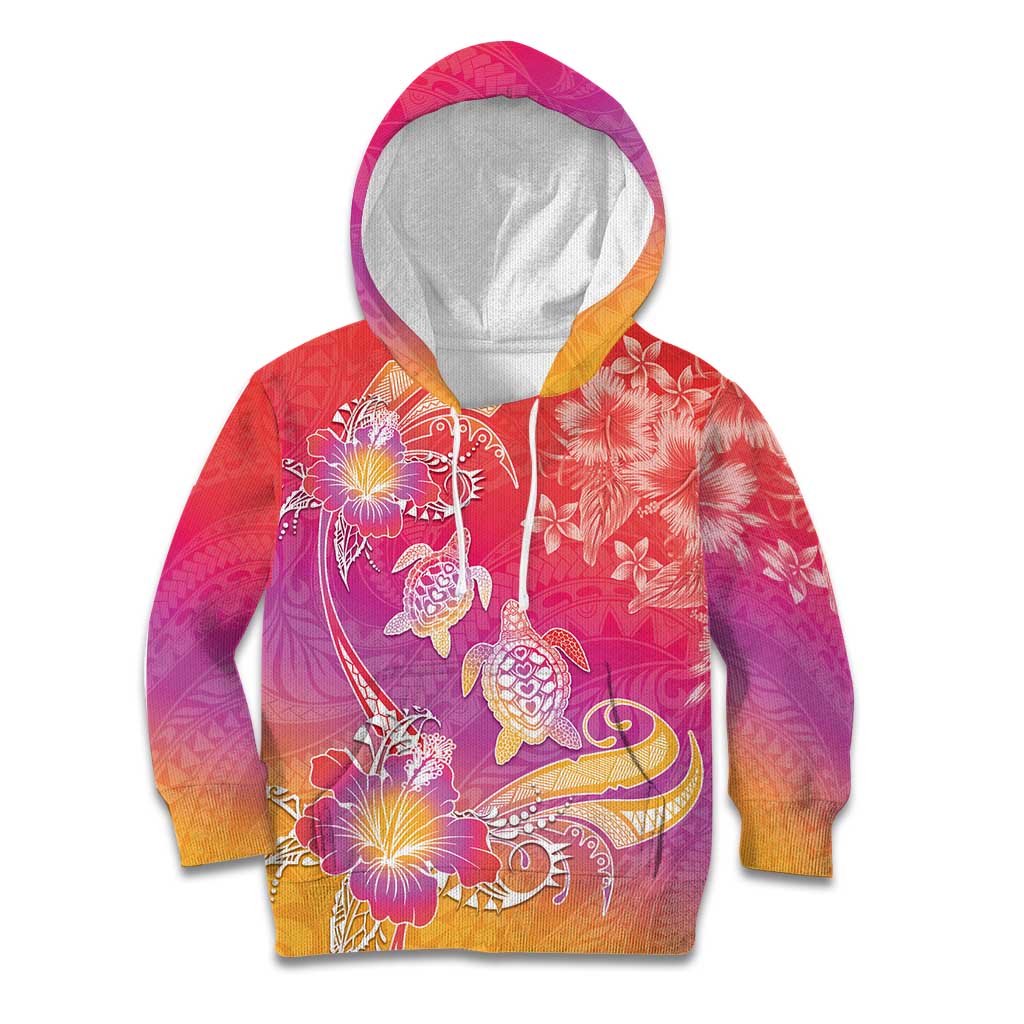 Polynesia Sea Turtle Couple Kid Hoodie One Soul One Love