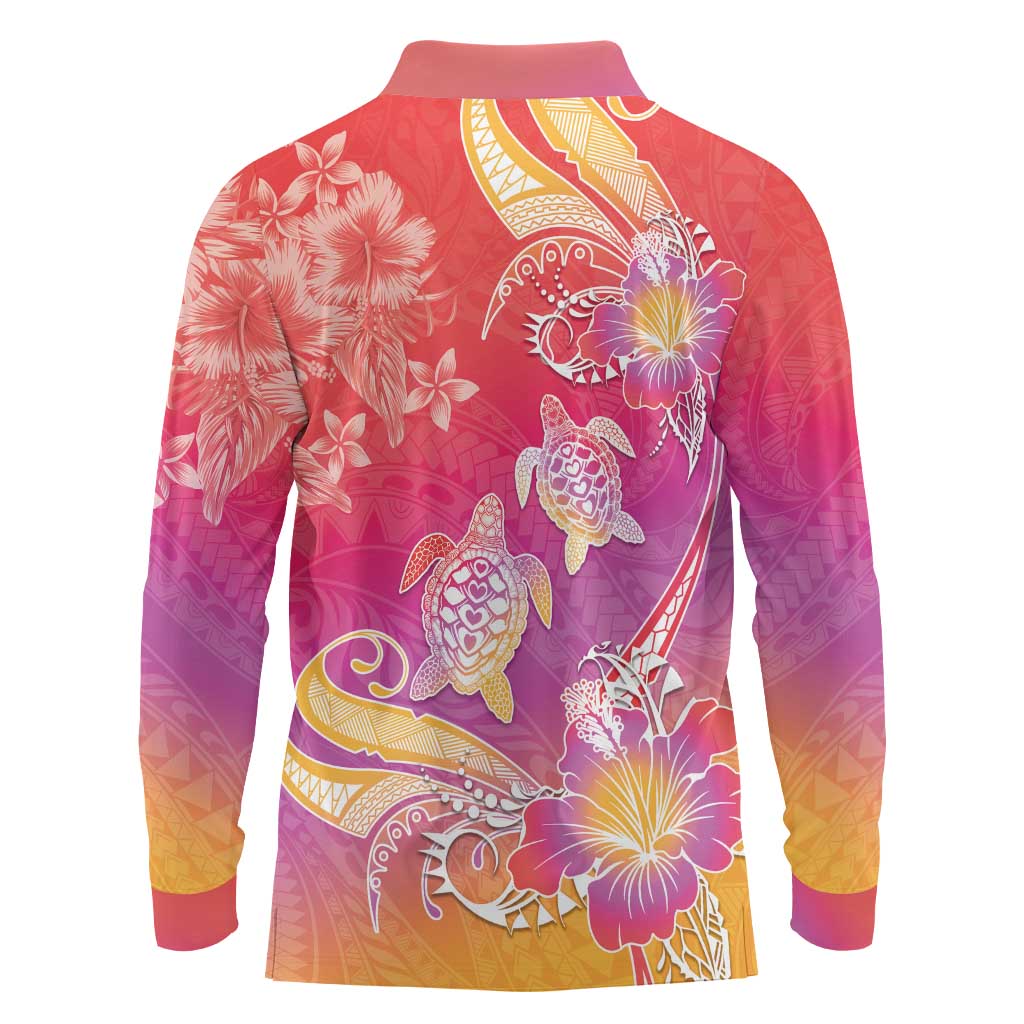 Polynesia Sea Turtle Couple Long Sleeve Polo Shirt One Soul One Love