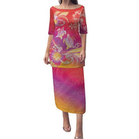 Polynesia Sea Turtle Couple Puletasi One Soul One Love