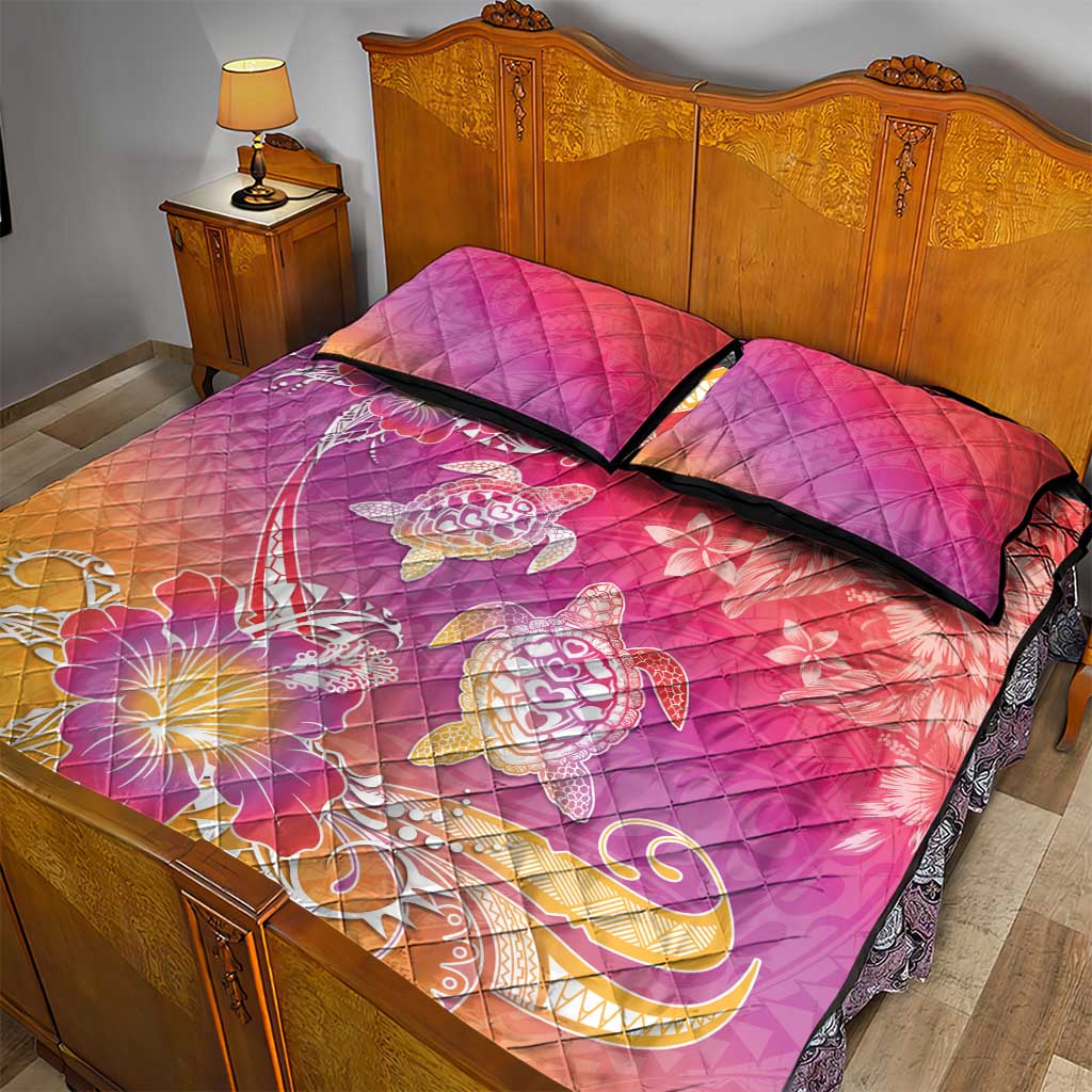 Polynesia Sea Turtle Couple Quilt Bed Set One Soul One Love
