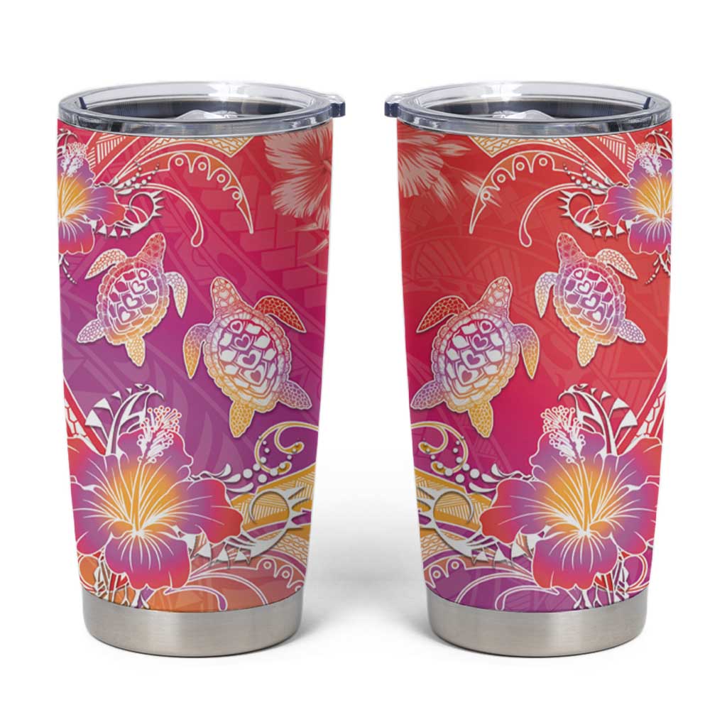 Polynesia Sea Turtle Couple Tumbler Cup One Soul One Love
