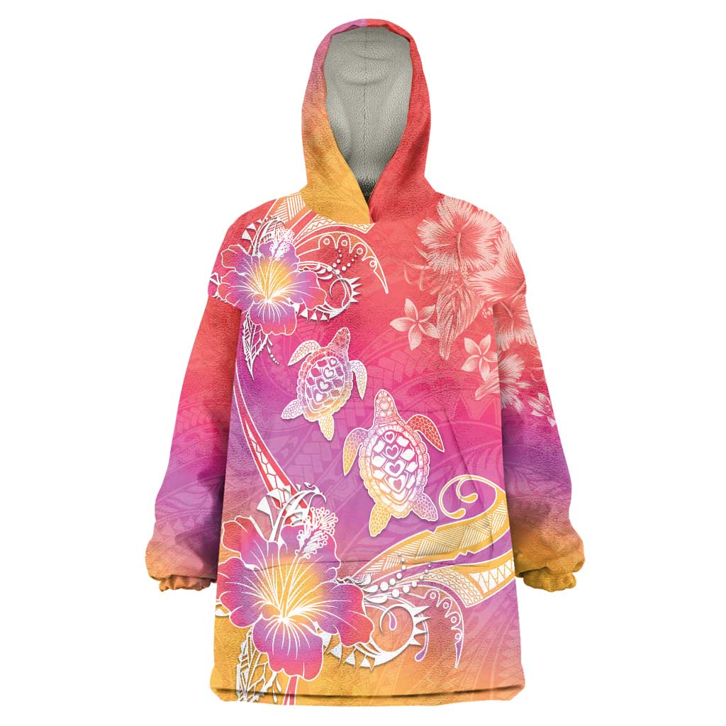 Polynesia Sea Turtle Couple Wearable Blanket Hoodie One Soul One Love